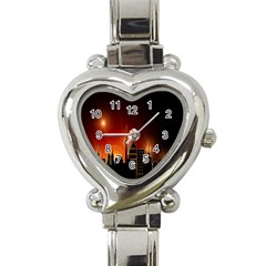 Gold Golden Skyline Skyscraper Heart Italian Charm Watch by BangZart