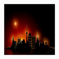 Gold Golden Skyline Skyscraper Medium Glasses Cloth by BangZart