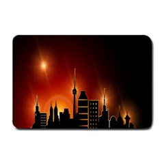 Gold Golden Skyline Skyscraper Small Doormat  by BangZart