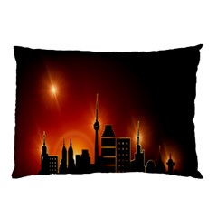 Gold Golden Skyline Skyscraper Pillow Case by BangZart