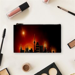 Gold Golden Skyline Skyscraper Cosmetic Bag (small)  by BangZart