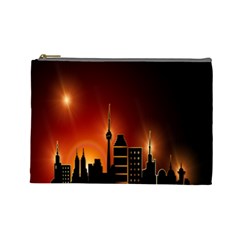 Gold Golden Skyline Skyscraper Cosmetic Bag (large)  by BangZart