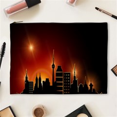 Gold Golden Skyline Skyscraper Cosmetic Bag (xl) by BangZart