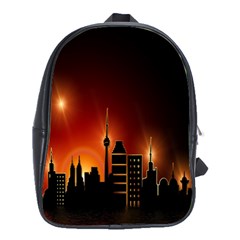 Gold Golden Skyline Skyscraper School Bag (large) by BangZart