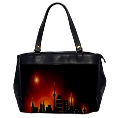 Gold Golden Skyline Skyscraper Office Handbags by BangZart