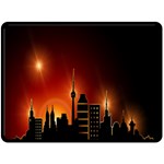 Gold Golden Skyline Skyscraper Fleece Blanket (Large)  80 x60  Blanket Front