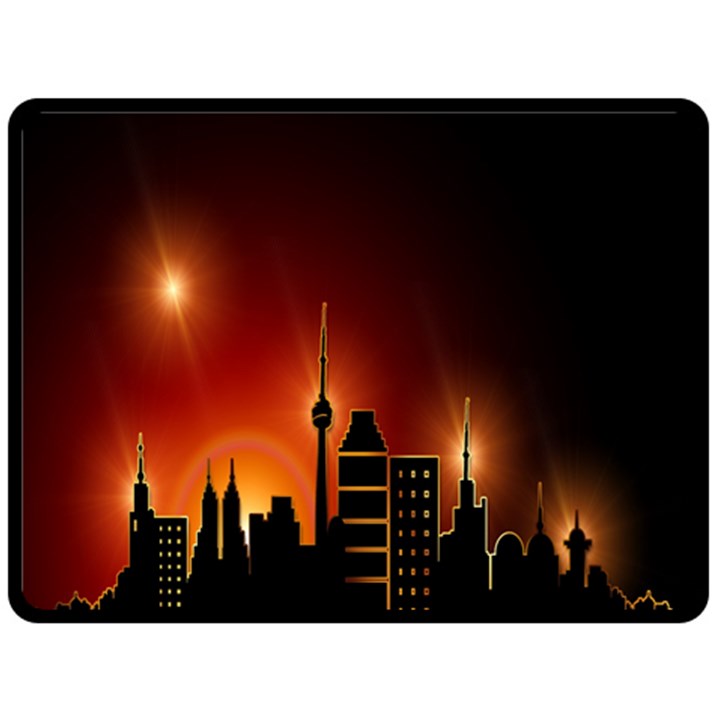 Gold Golden Skyline Skyscraper Fleece Blanket (Large) 