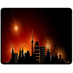 Gold Golden Skyline Skyscraper Fleece Blanket (medium)  by BangZart