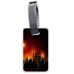 Gold Golden Skyline Skyscraper Luggage Tags (one Side)  by BangZart