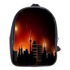 Gold Golden Skyline Skyscraper School Bag (xl) by BangZart