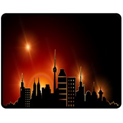 Gold Golden Skyline Skyscraper Double Sided Fleece Blanket (medium)  by BangZart