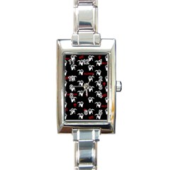 Death Pattern - Halloween Rectangle Italian Charm Watch by Valentinaart