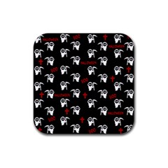 Death Pattern - Halloween Rubber Coaster (square)  by Valentinaart