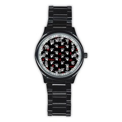 Death Pattern - Halloween Stainless Steel Round Watch by Valentinaart