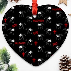 Death Pattern - Halloween Ornament (heart) by Valentinaart