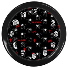 Death Pattern - Halloween Wall Clocks (black) by Valentinaart