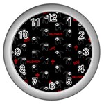 Death pattern - Halloween Wall Clocks (Silver)  Front