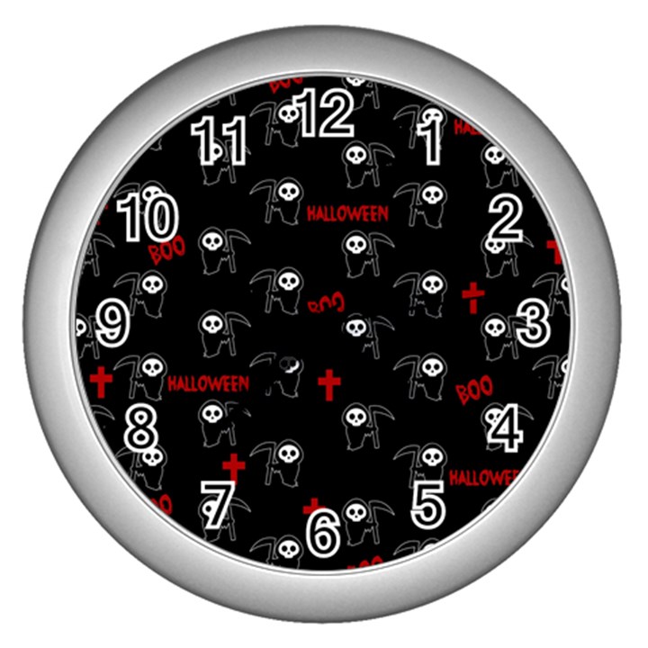 Death pattern - Halloween Wall Clocks (Silver) 