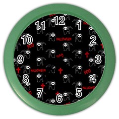 Death Pattern - Halloween Color Wall Clocks by Valentinaart