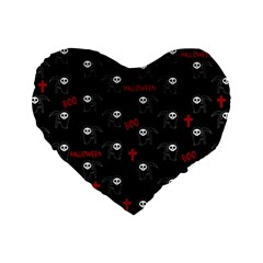 Death Pattern - Halloween Standard 16  Premium Heart Shape Cushions by Valentinaart