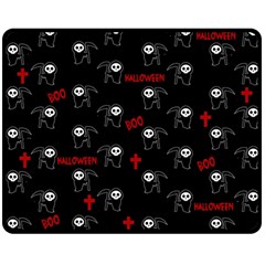 Death Pattern - Halloween Double Sided Fleece Blanket (medium)  by Valentinaart