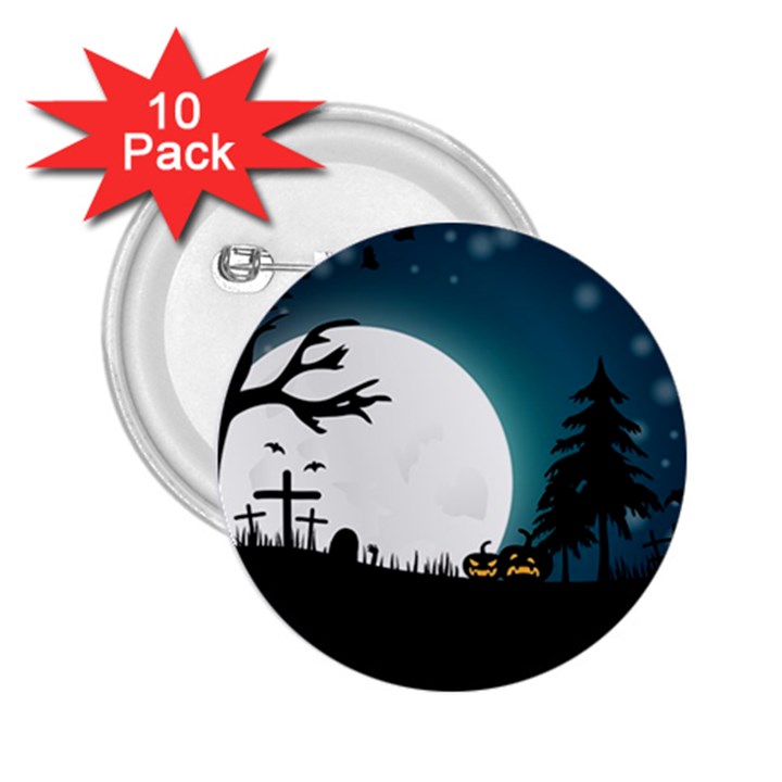 Halloween landscape 2.25  Buttons (10 pack) 