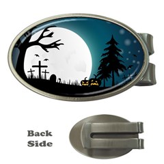 Halloween Landscape Money Clips (oval)  by Valentinaart