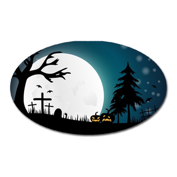 Halloween landscape Oval Magnet