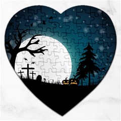 Halloween landscape Jigsaw Puzzle (Heart)