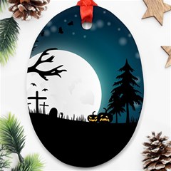 Halloween landscape Oval Ornament (Two Sides)