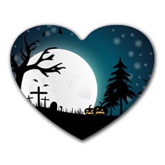 Halloween landscape Heart Mousepads