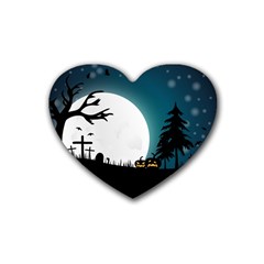 Halloween Landscape Heart Coaster (4 Pack)  by Valentinaart