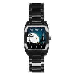 Halloween landscape Stainless Steel Barrel Watch