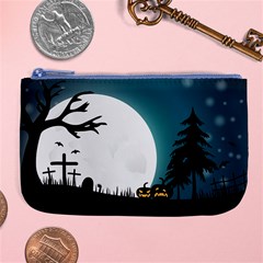 Halloween Landscape Large Coin Purse by Valentinaart