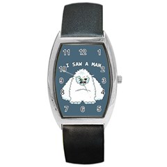 Yeti - I Saw A Man Barrel Style Metal Watch by Valentinaart