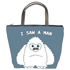 Yeti - I Saw A Man Bucket Bags by Valentinaart