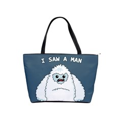 Yeti - I Saw A Man Shoulder Handbags by Valentinaart