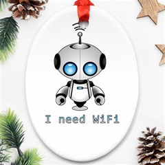 Cute Robot Ornament (oval) by Valentinaart