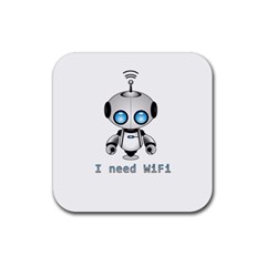 Cute Robot Rubber Coaster (square)  by Valentinaart