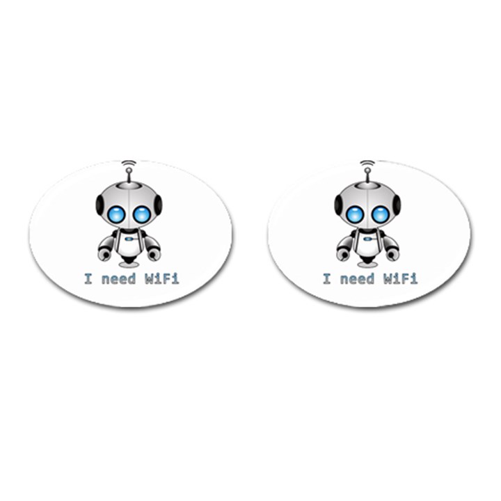 Cute Robot Cufflinks (Oval)