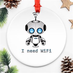 Cute Robot Round Ornament (two Sides) by Valentinaart