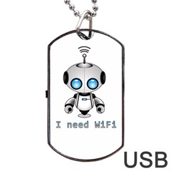 Cute Robot Dog Tag Usb Flash (two Sides) by Valentinaart