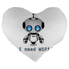 Cute Robot Large 19  Premium Flano Heart Shape Cushions by Valentinaart