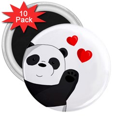 Cute Panda 3  Magnets (10 Pack)  by Valentinaart