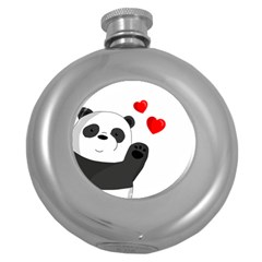 Cute Panda Round Hip Flask (5 Oz) by Valentinaart