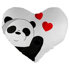 Cute Panda Large 19  Premium Heart Shape Cushions by Valentinaart