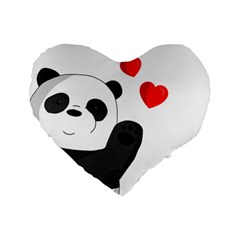 Cute Panda Standard 16  Premium Flano Heart Shape Cushions by Valentinaart