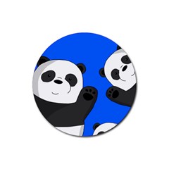 Cute Pandas Rubber Round Coaster (4 Pack)  by Valentinaart