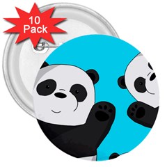 Cute pandas 3  Buttons (10 pack) 