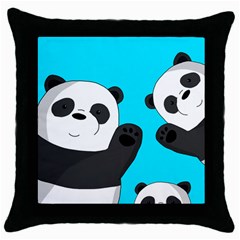 Cute pandas Throw Pillow Case (Black)